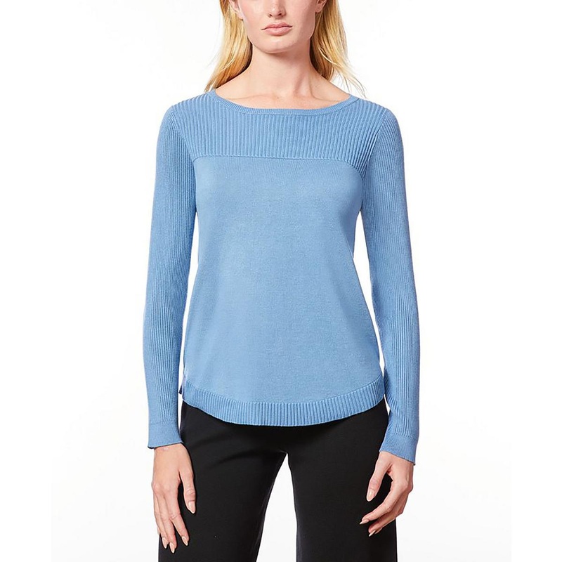 Womens Ribbed Trim  Knit Pullover Sweater SSL881758935446