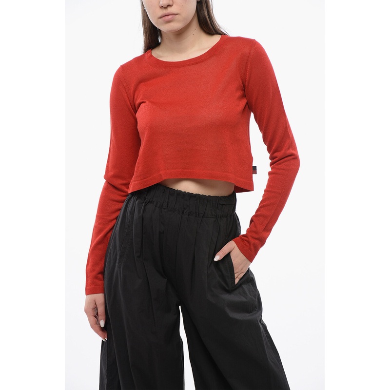 Woolrich Crew Neck Viscose Blend Crop Sweater SSL881758908106