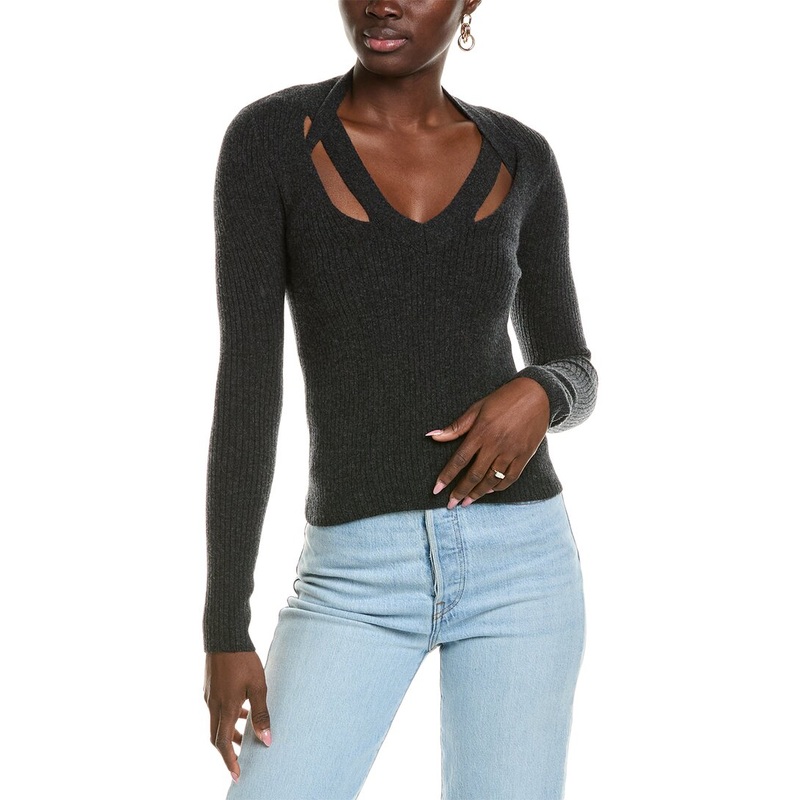 27 Miles Malibu womens  Braided Wool & Cashmere-Blend Sweater, xs, Black