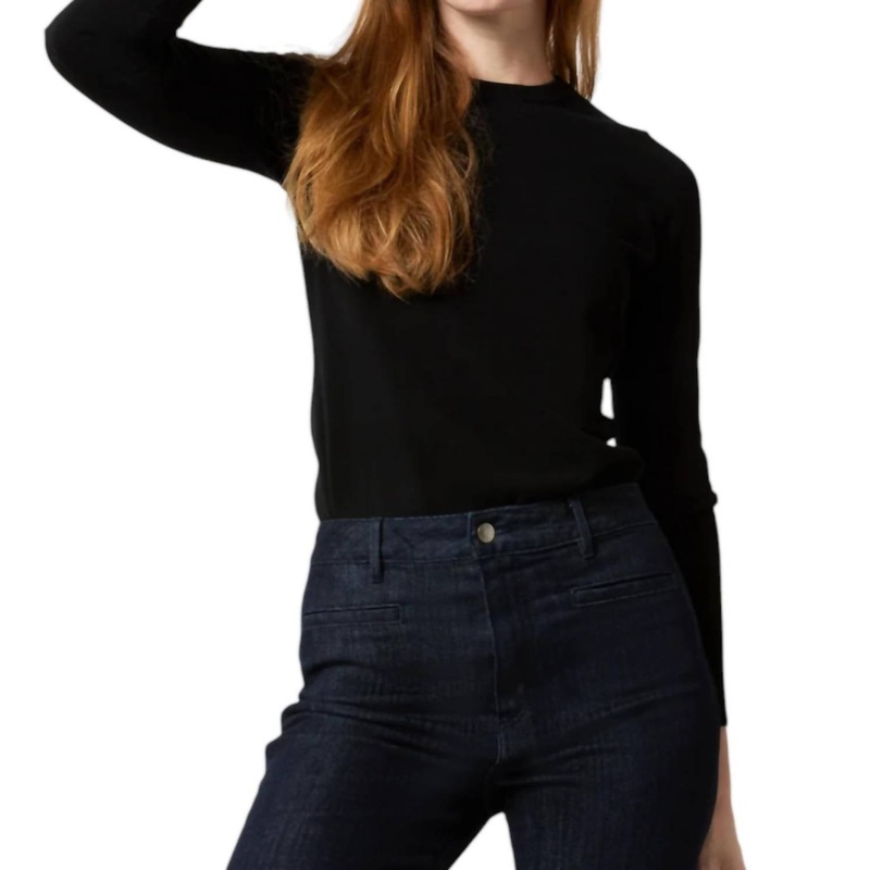 Alisa Crewneck Sweater In Black Ice Cotton