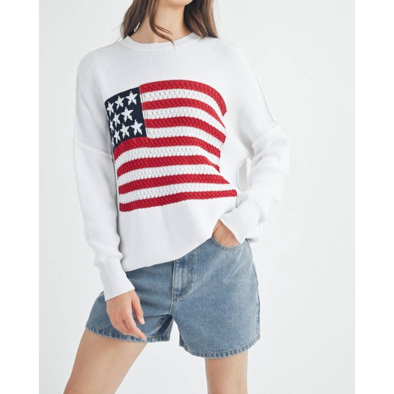 American Flag Sweater In White