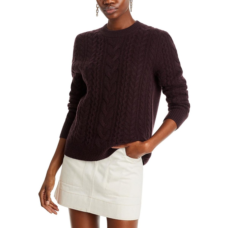 Womens Ribbed Trim  Cashmere Pullover Sweater SSL881758922244