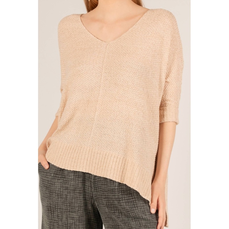 3/4 Sleeve Sweater In Eggshell
