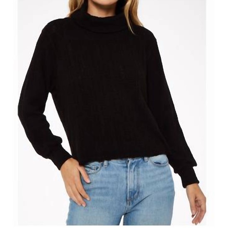 Yves Ribbed Turtleneck In Black