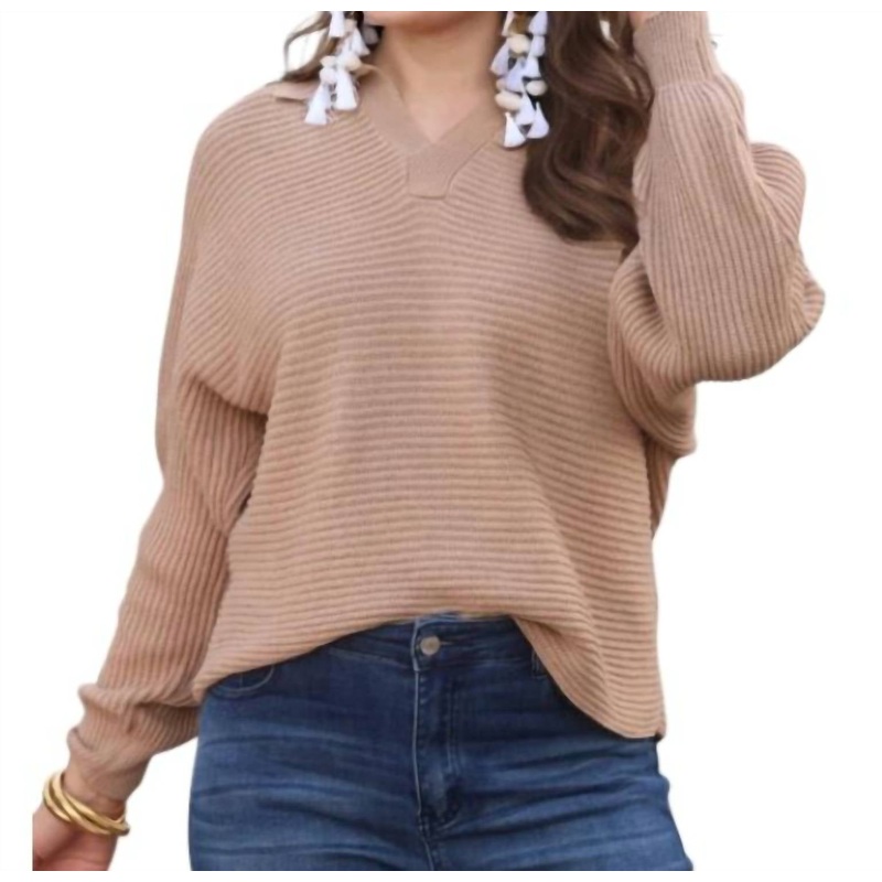 Zander V-Neck Sweater In Taupe