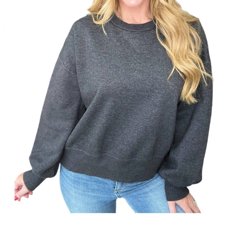 Acid Wash Oversized Pullover In Ash Black