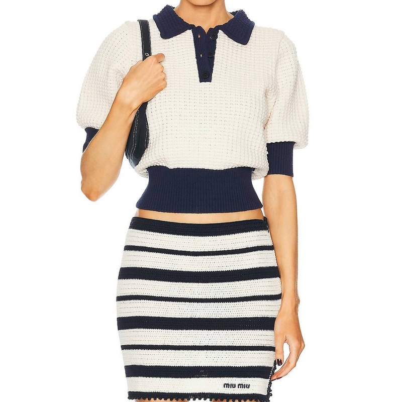 Altea Sweater In Ivory/navy SSL881758949124