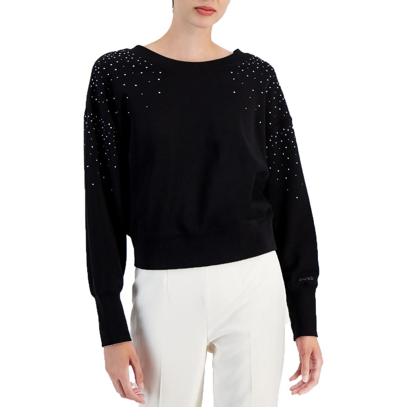 Womens Studded Cotton Pullover Sweater
