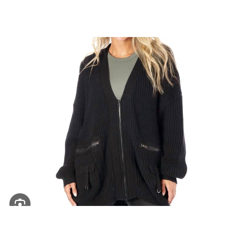 Zip Cardigan In Black